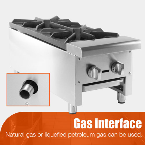 KICHKING 2 Burners Gas Stove, Commercial Hot Plate, Wok Countertop